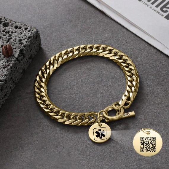 Qr Code Medical Alert Id Bracelet for Men Women,personalized