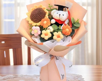 Crochet Flowers Bouquet,Everlasting Rose Sunflower,handmade flower,Forever Flower,Graduation,Birthday Gift,anniversary gift,gift for mom