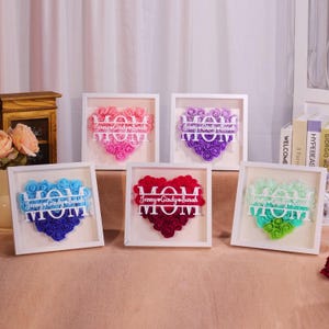 Personalisierte Blumenschattenbox, benutzerdefinierte Rosen-Schattenbox mit Namen, Namens-Schattenbox, Mutterblumengeschenk, Geschenk für Mutter und Oma Nana