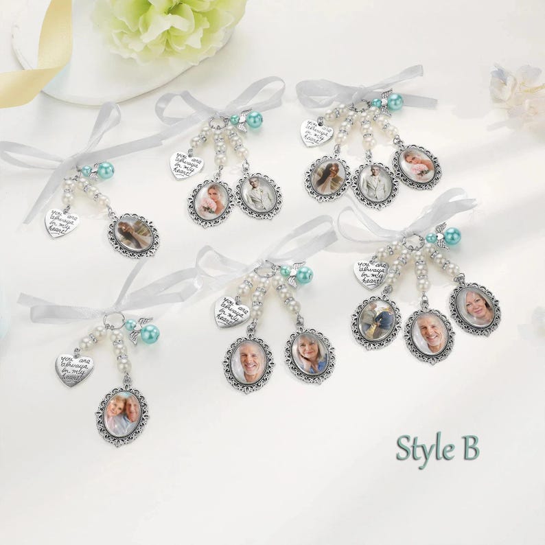 Personalized Photo Bouquet Charm,bridal Bouquet Memory Charm,flower