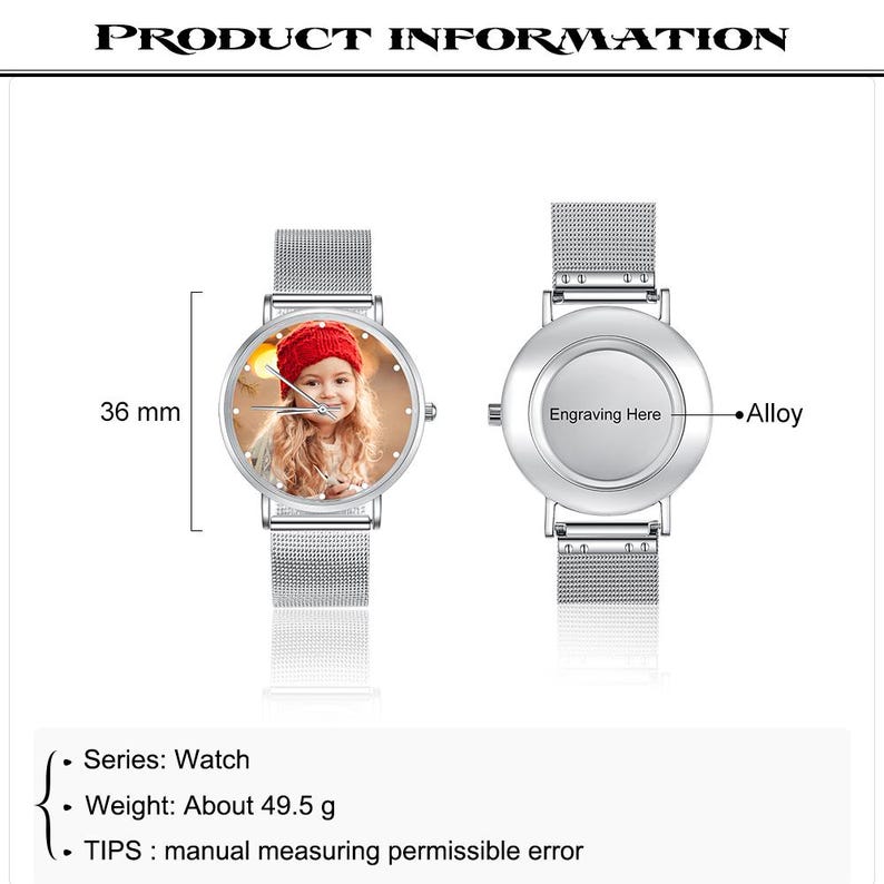 Custom photo watch for women,family photo watch,engraved text watches for her,picture watch,anniversary gifts for wife, girlfriend,mom image 11