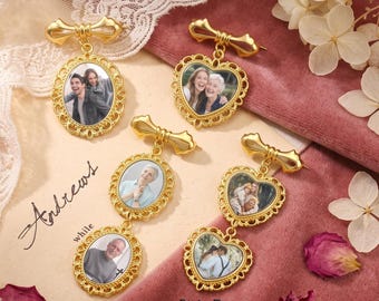 Personalisierte Hochzeit Foto Charme, Brautstrauß Erinnerungsnadel, Braut Andenken Geschenk