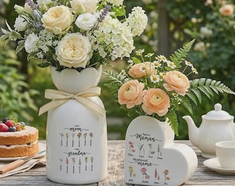 Personalisierte erste Mom jetzt Oma Blumenvase, benutzerdefinierte Geburt Monat Vase, Omas Gartenvase, Muttertagsgeschenk für Mama Nana Oma Nanny