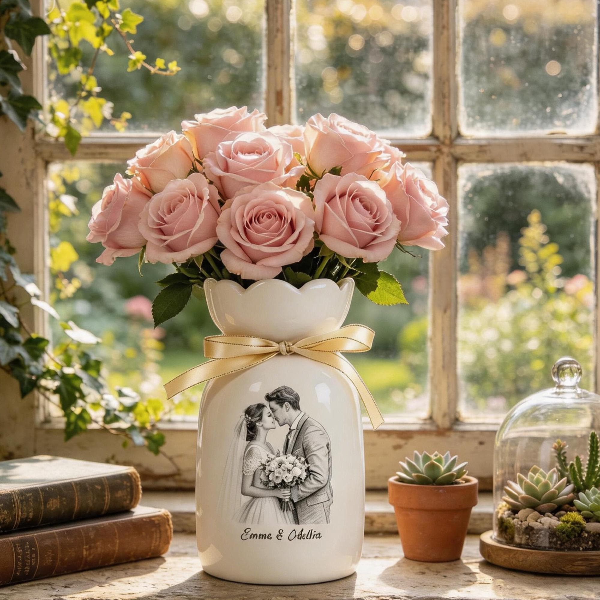Customised Container Vase Personalized Photo Flower Vase, Custom Line Portrait Ceramic Vase ...