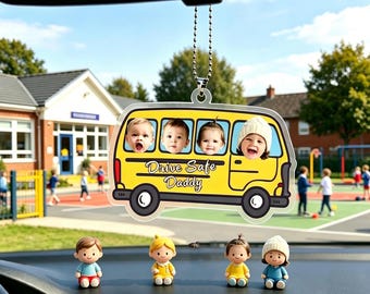 Personalisierte Baby Foto Auto Ornament, fahren sicher Papa hängen, benutzerdefinierte Kind Gesicht Acryl Auto Charme, Vatertagsgeschenk, neues Papa Geschenk für ihn