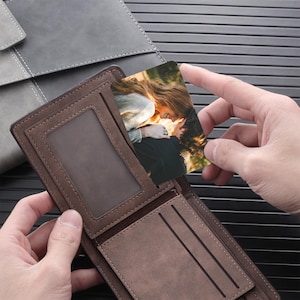 パーソナライズされた金属製フォトウォレットカード、カスタマイズされた写真ウォレットインサート、写真ギフト記念日または父の日、ラブノートカード、彼へのギフト