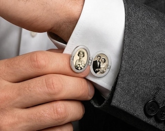 Personalized Photo Cufflinks, Groom Wedding Gift, Father of Groom Gift, Memorial Picture Cufflinks, Photo Cuff links, Groom Keepsake Gift