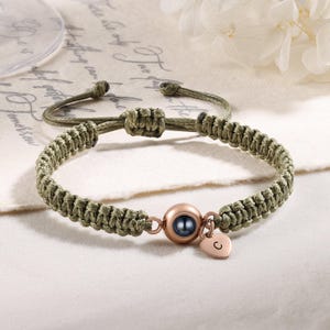 Pulseira de projeção personalizada, pulseira de corda, pulseira com imagem memorial, pulseira com letra personalizada, presentes de aniversário, presente para ele/ela