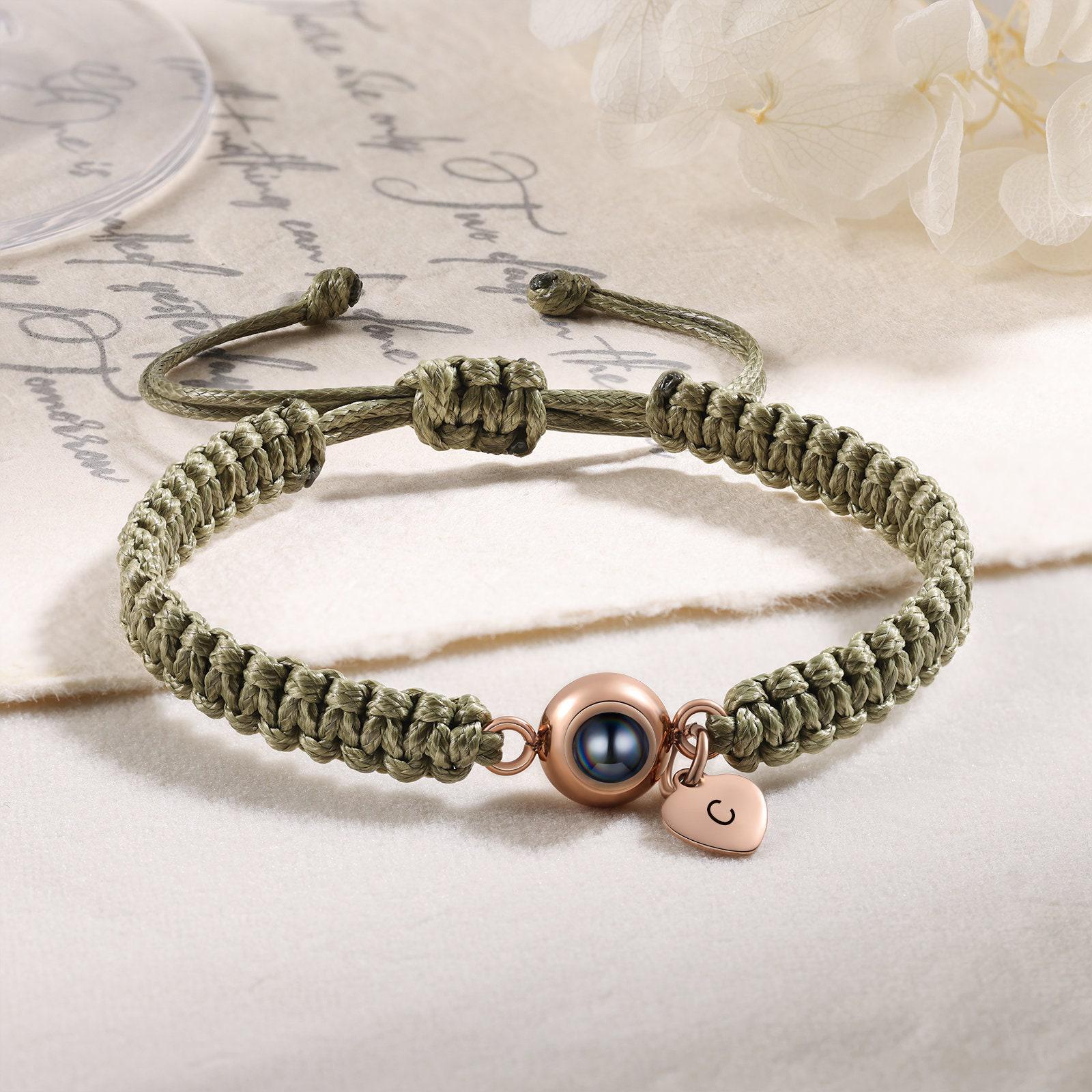 Personalized projection bracelet, rope bracelet, memorial picture bracelet,custom letter bangle,anniversary gifts,gift for him/her