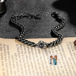 Personalized photo projection bracelet for mens , vintage picture projection bracelets, gifts for husband ,bf,dad, memorial gift for him