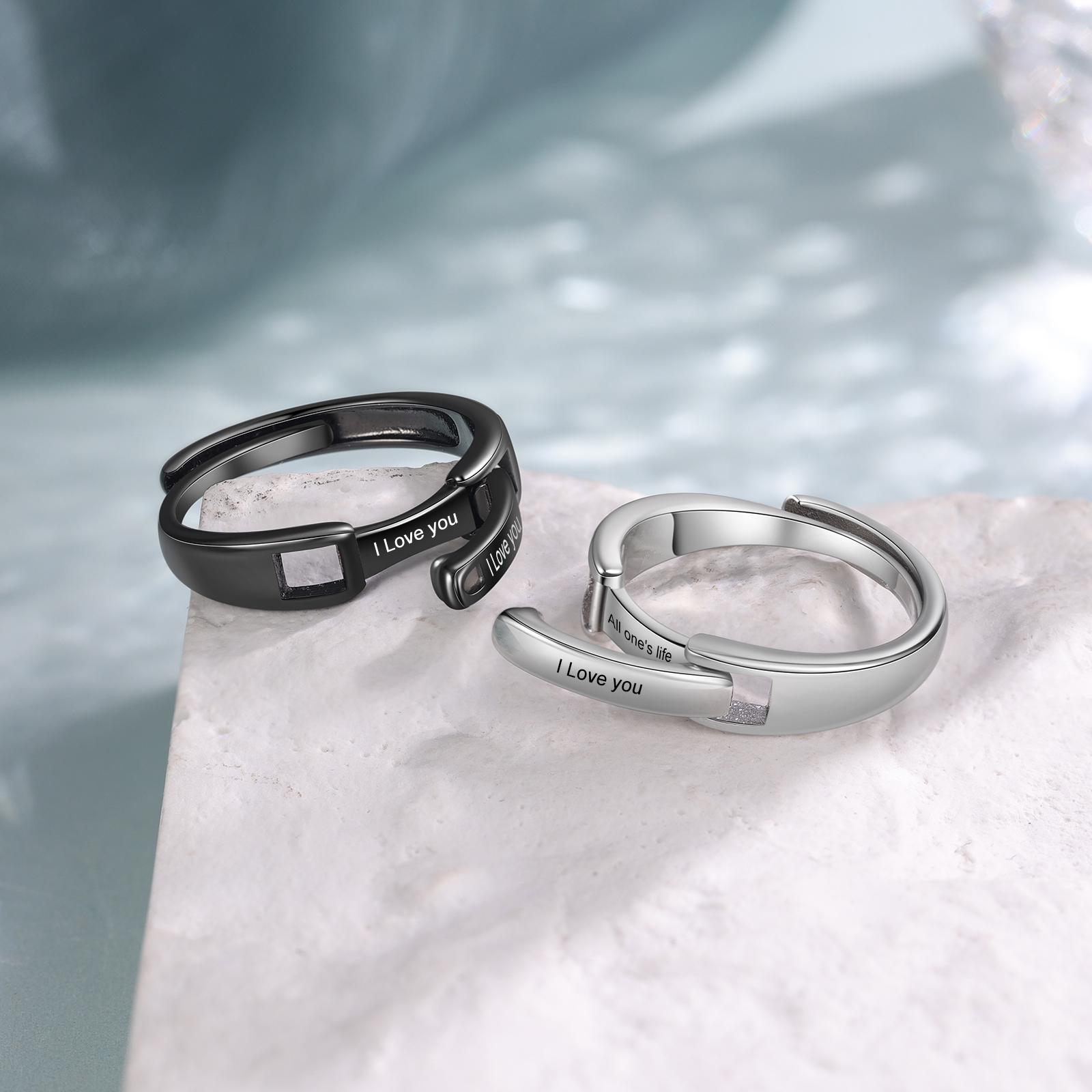 Bague Amoureuse Bague Réglable Couple 2PCS 4 Textes Personnalisé Alliance｜ – FR Bague Mariage