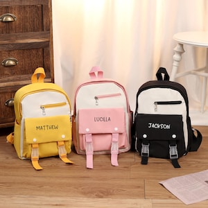 Cartable avec nom personnalisé pour enfants, sac à dos personnalisé monogramme, sac à dos préscolaire, joli cartable en nylon et polyester, cadeau de rentrée