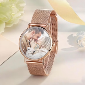 Custom photo watch for women,family photo watch,engraved text watches for her,picture watch,anniversary gifts for wife, girlfriend,mom image 1