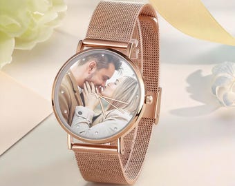 Reloj con foto personalizado para mujer, reloj con foto familiar, relojes con texto grabado para ella, reloj con imagen, regalos de aniversario para esposa, novia, mamá