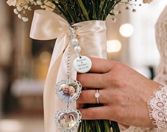 Benutzerdefinierte Foto-Hochzeitsstrauß-Charme, personalisierte Brautgedenkbrosche, Hochzeitsstrauß-Fotoanhänger, Geschenk für Braut-Bräutigam