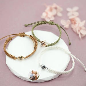 Personalized photo projection bracelet, braided rope bracelet, bracelet for men women, couple bracelets, anniversary gifts