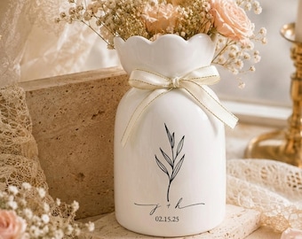 Personalisierte Keramikvase, kundenspezifisches Hochzeit-Verlobungsgeschenk für Paar, Brautparty-Andenken