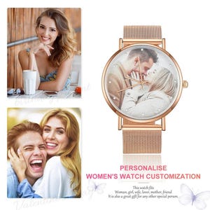 Custom photo watch for women,family photo watch,engraved text watches for her,picture watch,anniversary gifts for wife, girlfriend,mom image 5