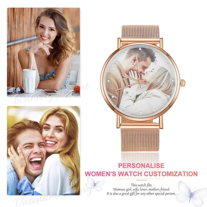 Custom photo watch for women,family photo watch,engraved text watches for her,picture watch,anniversary gifts for wife, girlfriend,mom image 5