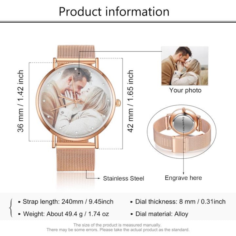 Custom photo watch for women,family photo watch,engraved text watches for her,picture watch,anniversary gifts for wife, girlfriend,mom image 6