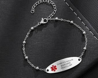 Medical Alert Bracelets For Women,Medical Alert ID Bracelet,Emergency Jewelry,Health bracelet,Bracelet,Epilepsy bracelet,Gifts for Patients