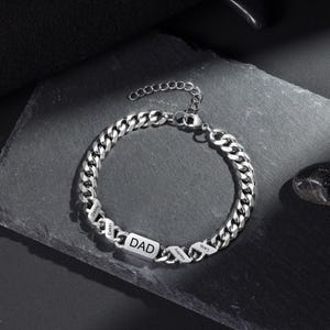Pulsera de plata personalizada para papá, joyería para papá, pulsera con nombre de familia, pulsera con nombre de niño, pulsera para padre, regalo para esposo, regalo para el Día del Padre