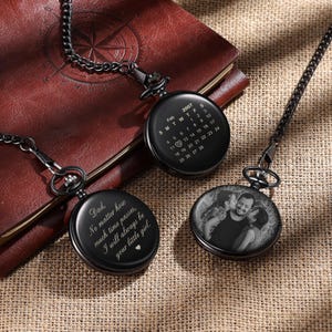 Personalized photo pocket watch with loving message gift for him,custom pocket watch, anniversary keepsake pocket watch gift