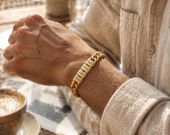 Personalisiertes Armband aus Stahl mit Gravur, personalisierter Familienschmuck für Männer