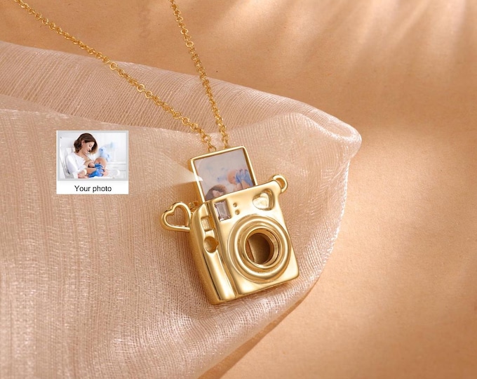 Personalized Camera Necklace with Photo Picture Inside,Custom Photo Necklace,Camera Lover gift,Memorial Jewelry Gift for Her Mom,Grandma