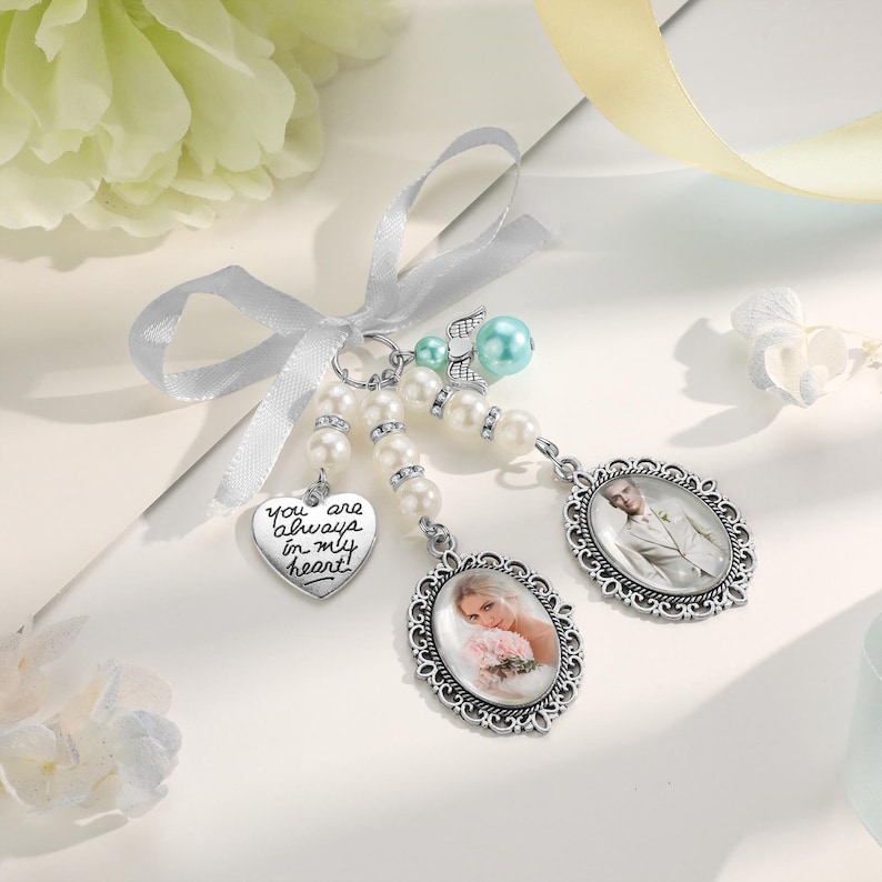 Personalized Photo Bouquet Charm,bridal Bouquet Memory Charm,flower