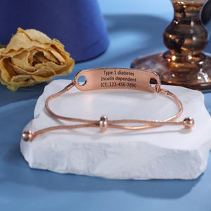 Personalized medical alert bracelet for women, autism, dementia, diabetic, medical id bracelet,custom medical jewelry, image 2