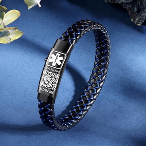 QR-code medische waarschuwingsarmbanden voor mannen - roestvrijstalen medische waarschuwingsarmbanden - medische armband - cadeaus voor echtgenoot vader