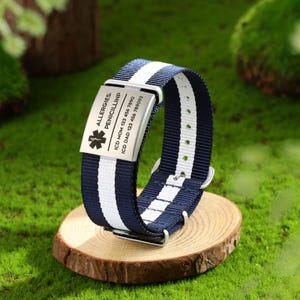 Custom medical alert bracelet,waterproof nylon emergency bracelet,adjustable health sport bracelet,medical jewelry gift for men & women