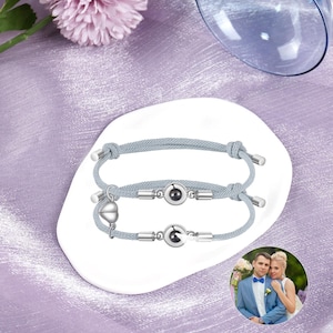 2 pcs personalized projection bracelet customized braided rope photo bracelet adjustable memorial bracelet personalized anniversary gifts