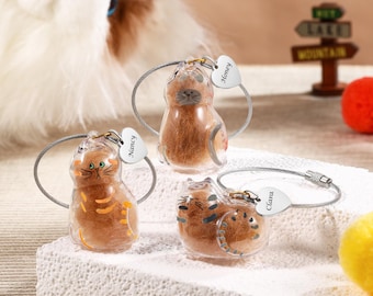 Custom Pet Hair Keychain, Cat Fur Keepsake,Pet Fur keepsake Keychain,Memorial Gift for Pet Lovers, Pet Hair Storage Charm,Pet Memorial Gifts
