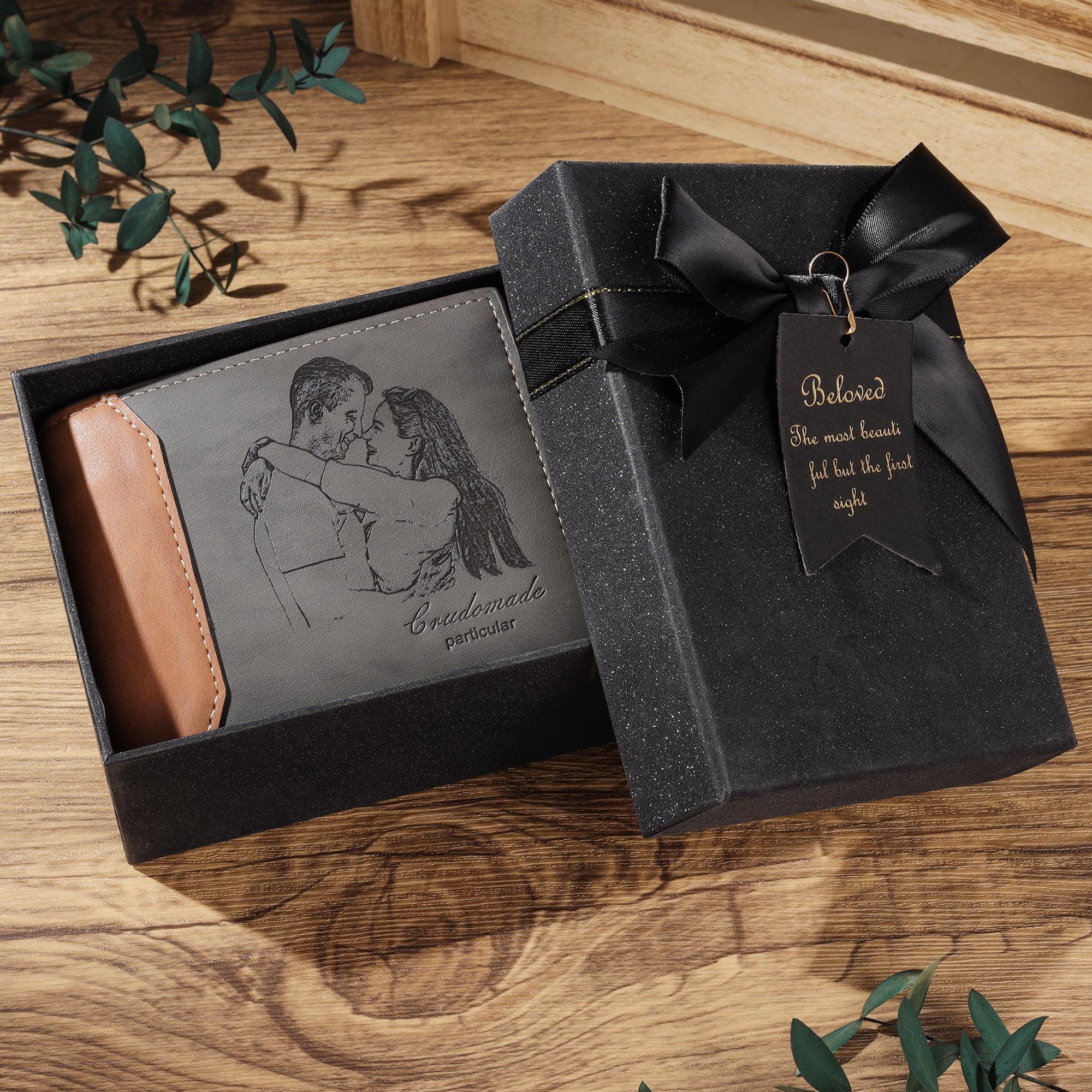 Custom photo leather wallet for men - best dad ever gift, personalized picture wallet with initial name - fathers day wallet gifts for him