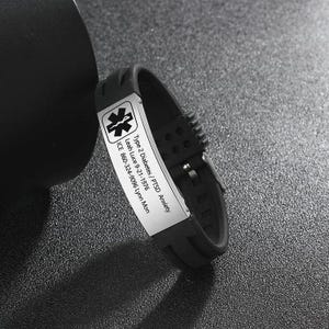 Custom medical alert bracelet adjustable stainless steel waterproof bracelet women men personalized emergency id wristband gifts