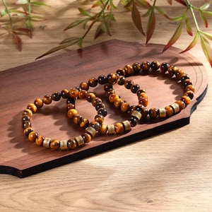 Tijgeroog herenarmband gepersonaliseerd 1-5 namen kralenkettingarmband aangepaste cadeaus voor mannen vaderdagcadeau