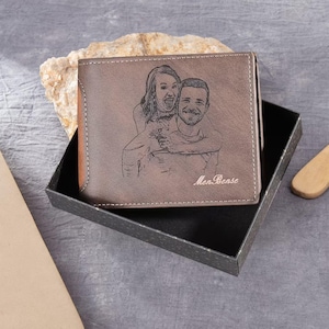 Custom mens pu leather wallet - personalized photo wallet for dad & husband, memory anniversary gifts,father's day gift
