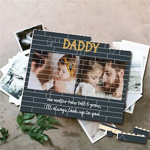 Custom building block puzzle with text - personalized memory gift for dad - unique father&#39;s day present for him