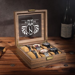 Personalized mens watch storage box,custom name watch box,groomsmen watch box,anniversary gift for husband, dad,boyfriend,graduation gifts