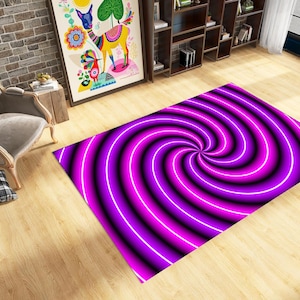 3D Vortex Rug: Psychedelic Optical Illusion, Modern Area Rug