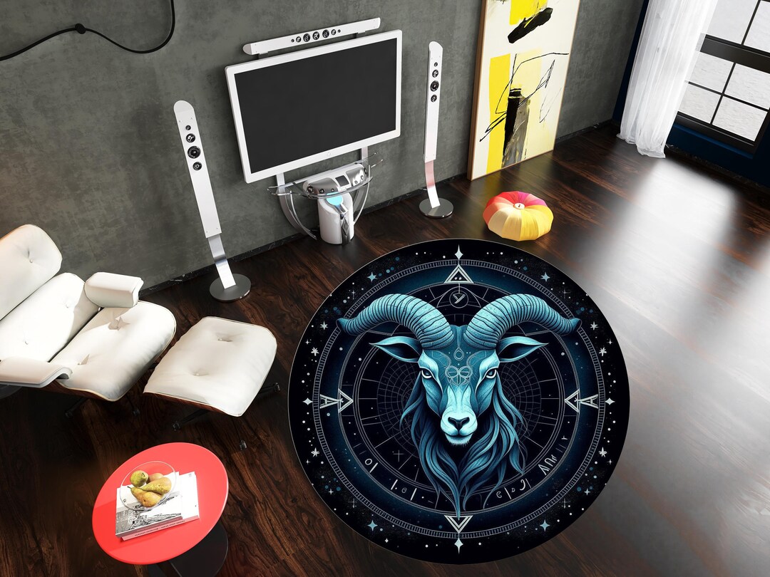 Satanic Pentagram Round Rug, Satan Round Rug, Baphomet Rug, Pentagram ...