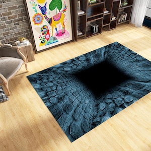3D Vortex Rug: Psychedelic Optical Illusion, Modern Decor