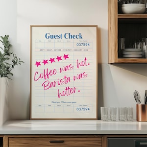 Coffee Barista Guest Check Print Digital Guest Check Art Retro Coffee Art Guest Check Coffee Prints Coffee Bar Decor
