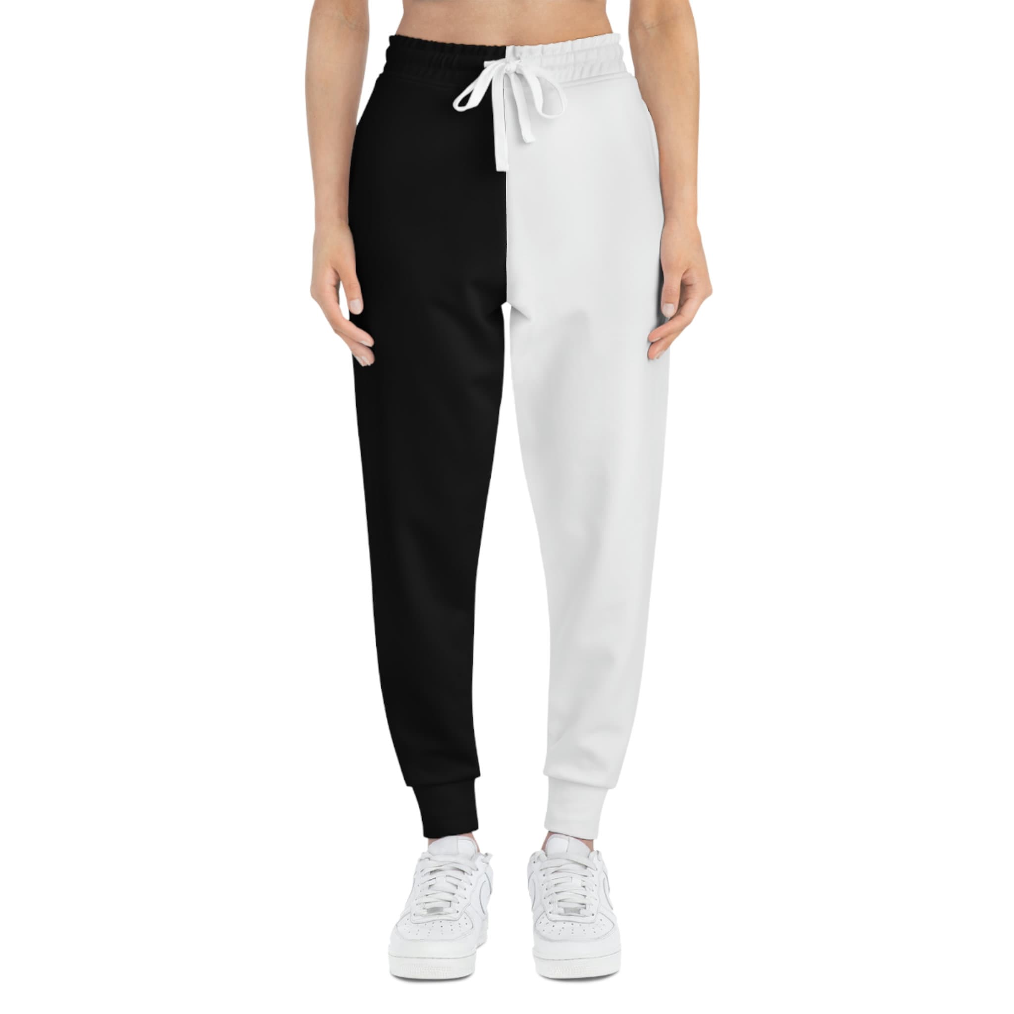 Half black and half white sweatpants sales