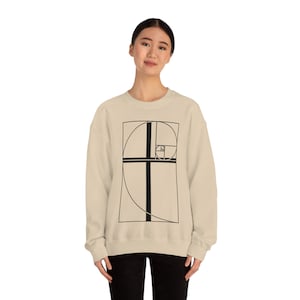 Christian sweatshirt Cross Golden Ratio Jesus fibonacci sequence Golden Spiral God&#39;s signature Unisex Cotton Heavy Blend Crewneck Sweatshirt
