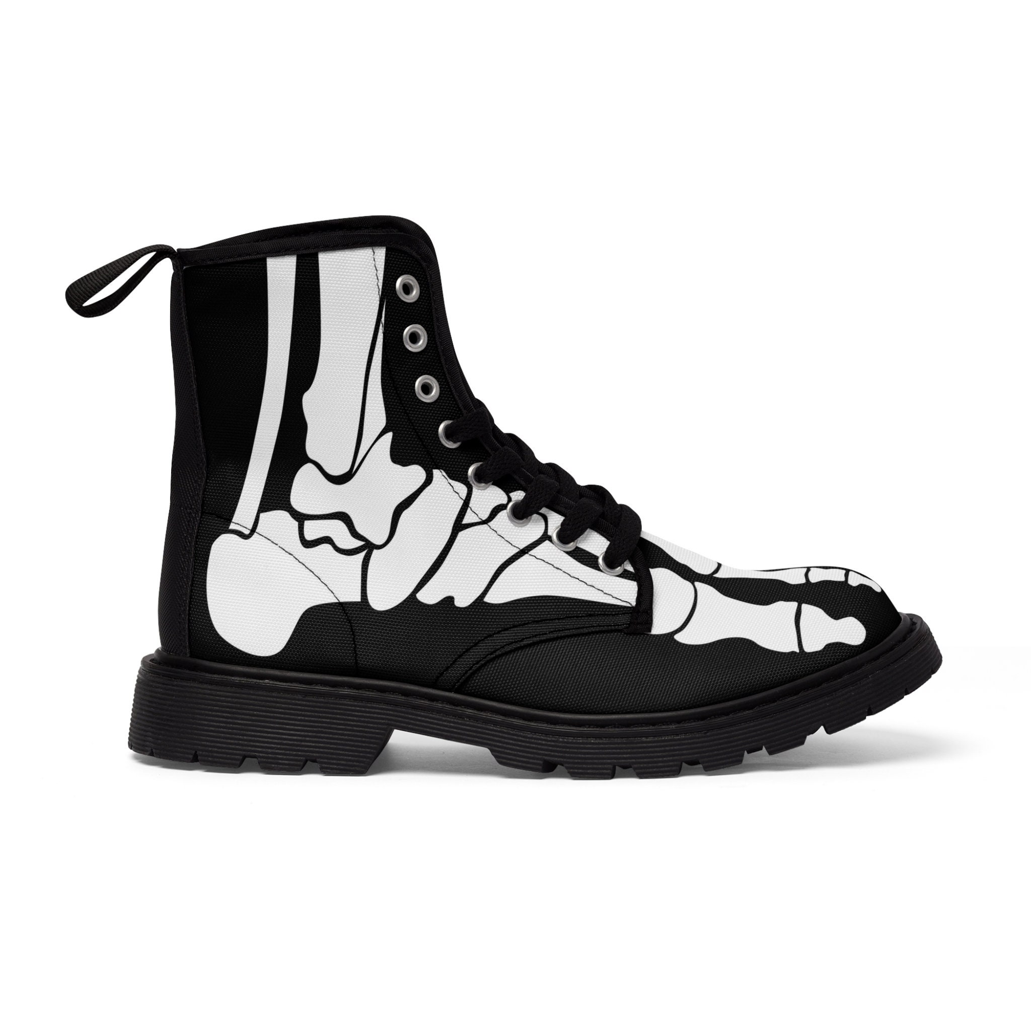 Skeleton Bones Women s Halloween Goth Canvas Boots Like Dr. Martens but Much Cheaper Women s Canvas Boots Etsy Canada