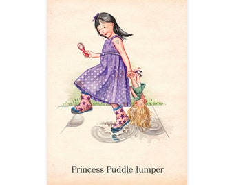 Princess Puddle Jumper Postcard Set: Vintage Children's Book Illustration