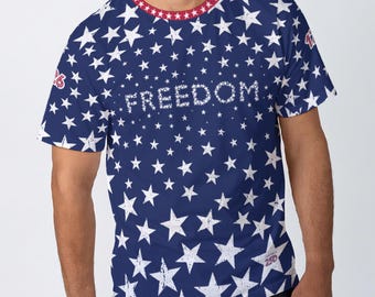 Patriotic Freedom Star T-Shirt, America 250th Anniversary Apparel, 100% Cotton
